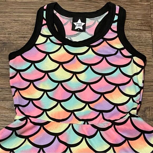 Pixie Lane Mermaid Halter Skater Sleeveless Twirl Dress Pink Blue Purple Size 2T - Picture 3 of 10